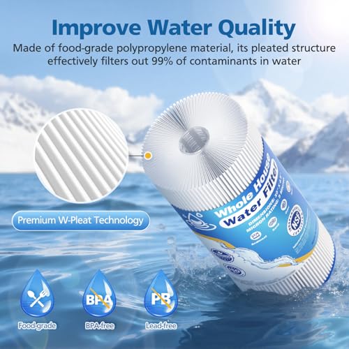 Caehomly 4-Pack 5 Micron 10x4.5 Inch Whole House Water Filter for GE FXHSC