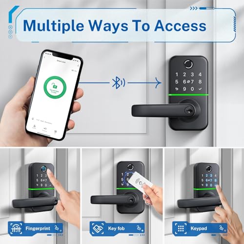 Smart Door Lock Keyless Entry with Handle - Fingerprint & App Control