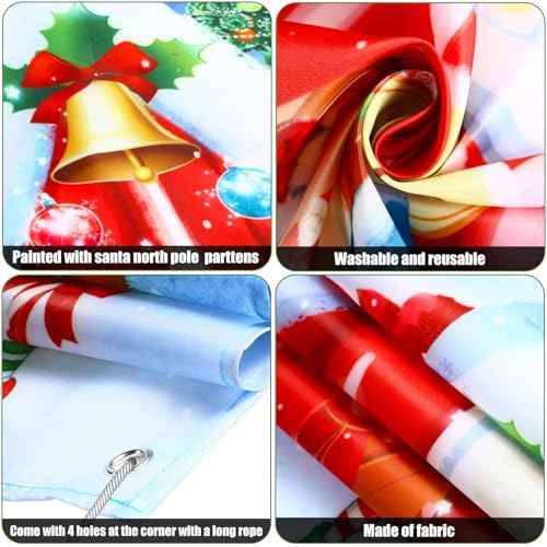 Sumind Christmas Door Cover Decoration, Large Santa Claus Front Door Cover, 6 x 3ft Fabric Santa Hanging Banner Snowy Winter House Background for Xmas Winter Holiday Decoration