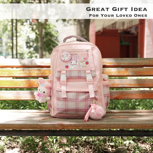 Kawaii Pink Backpack for Girls - Cute School Bag with Multiple Compartments