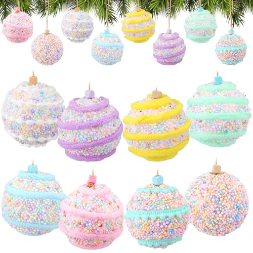 Janinka 8pcs Pastel Candy Christmas Tree Ornaments - Foam Macaron Balls