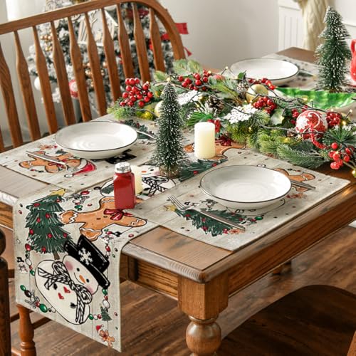 Artoid Mode Snowman Tree Gingerbread Wood Placemats Set of 4, 12x18 in