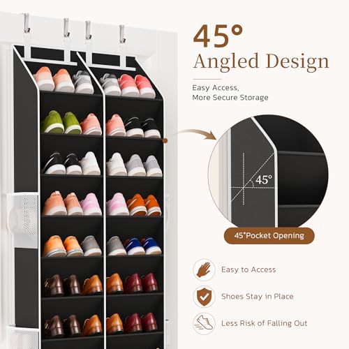 Criusia Over-the-Door Shoe Organizer Black, 10-Tier Hanging Shoe Storage for 20-30 Pairs