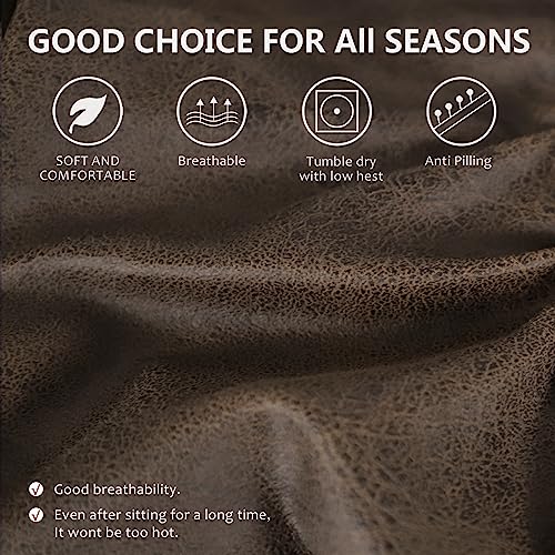 2 Sets RV Leather-Look Dinette Cushion Covers for Travel Trailer, Brown
