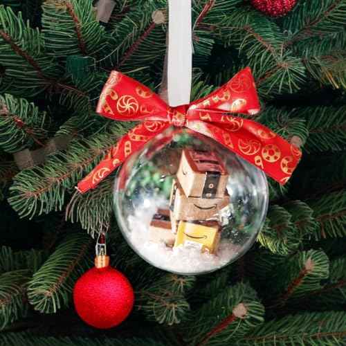 Funny Ornament, Mini Express Box Packages Clear Ball Ornament for Christmas Tree, Funny Gifts Box for Christmas Decoration, Mini Packages