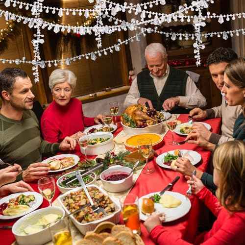 16.4ft Christmas Garland Crystal Acrylic Christmas Beaded Garlands Hanging Rustic Xmas Tree Decorations Twist Bead String Ornaments for Tree Wall Party(Silver)