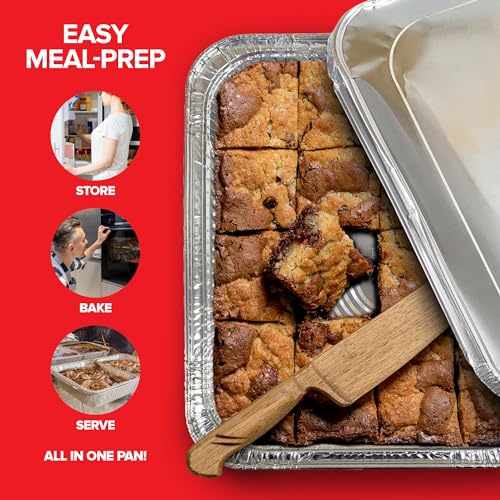 Disposable Aluminum Baking Pans with Lids 9x13 Inch - 30 Pack, Heavy Duty Food Storage & Cooking Trays (Variation of THIS listing)