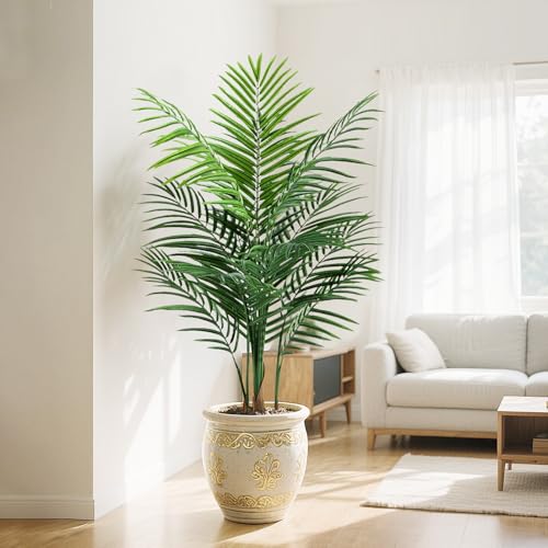 4ft Artificial Palm Tree - Large Fake Areca Tree with 13 Trunks for Indoor & Outdoor Decor - CyanGrove