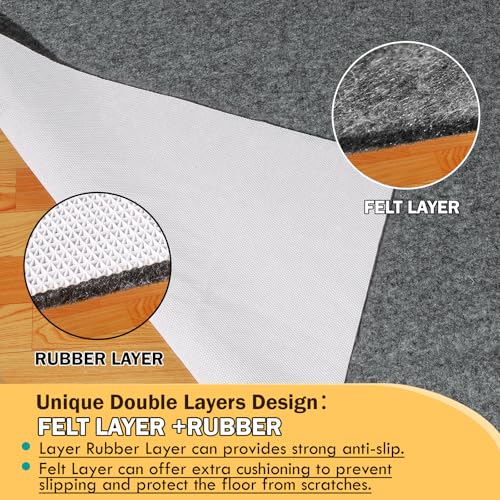 8' x 10' Waterproof Rug Pad Non-Slip Felt Underlay for Hardwood Floors - Thin
