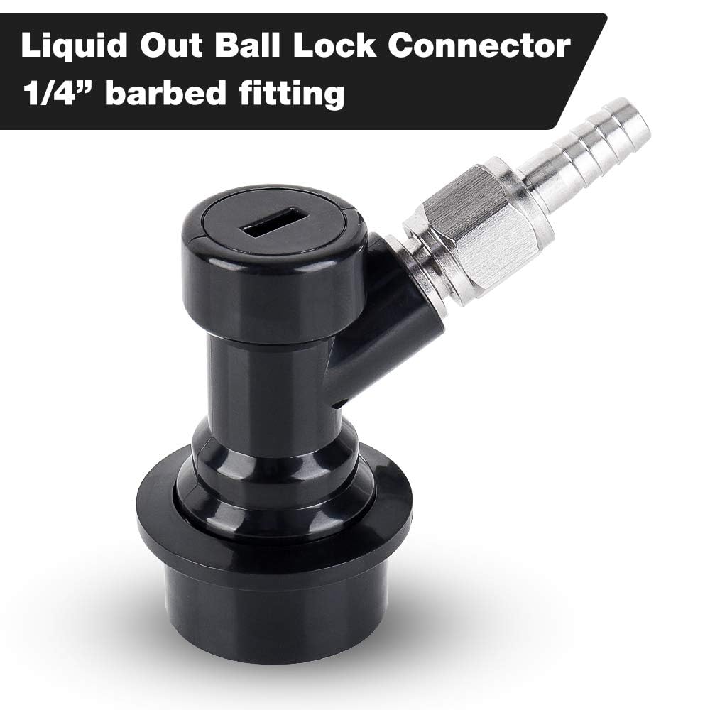 Ball Lock Keg Disconnect Quick Ball Lock MFL Disconnect Flared 5/16” Gas 1/4” Liquid Barbed Stainless Swivel Nuts for Corny Keg Post Ball Lock Keg Fittings for Homebrew with Clamps