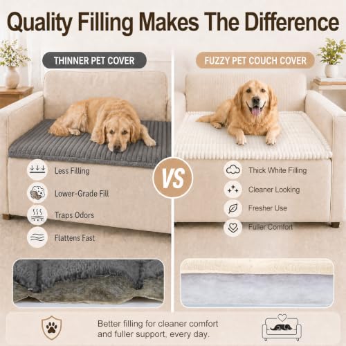 Pet Sofa Cover for Dogs - Non-Slip Fuzzy Couch Protector 27.6x70.9 White