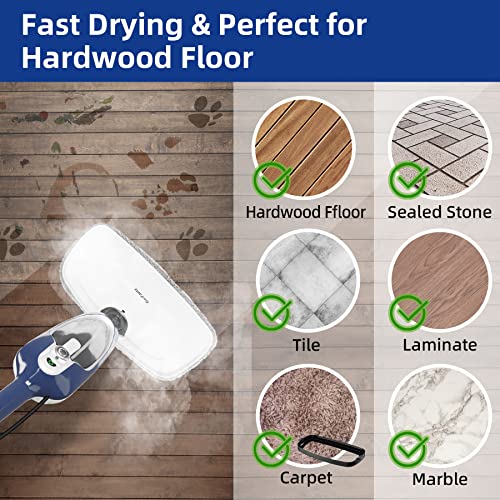 GorFanty 10-in-1 Steam Mop Floor Steamer - Blue, Multi-Surface & Carpet Cleaning