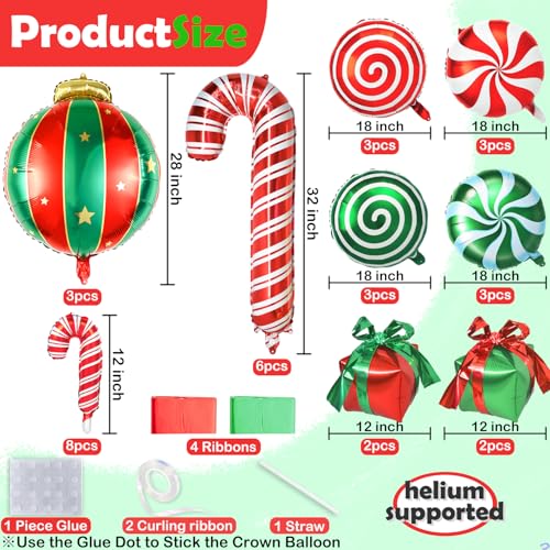 Festive Christmas Balloons Bundle - Red & Green Foil & Mylar Decor Set