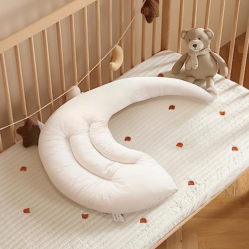 Moon Shape Toddler Body Pillow with Wash Bag - 34x27in Hug Pillow for Sleep & Comfort