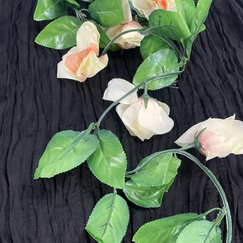 Black Table Runner Cheesecloth Spring Summer 10FT Long Boho Gauze Cheese Cloth Table Runners for Wedding Party Baby Shower Birthday Sheer Halloween Table Decorations