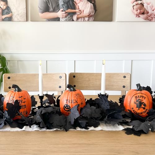 CQURE 82.6Ft Black Fall Leaf Garland for Halloween Thanksgiving Decorations