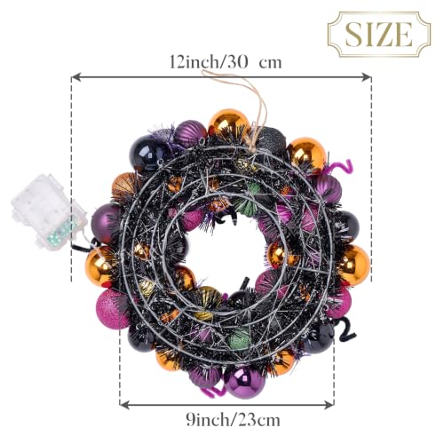 Valery Madelyn 12-inch Pumpkin Wreath for Front Door Halloween Decoration, Includes Variation 11.9 Inch