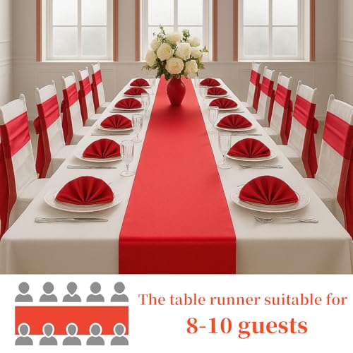 Q&J Fabric Co. Satin Red Table Runners 6-Pack 12 x 108 Inches – Festive Party Decorations