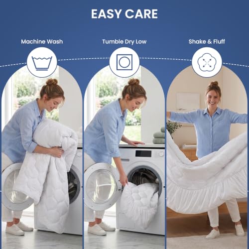 LEISURE TOWN White Queen Cotton Mattress Pad Fitted Quilted Cover