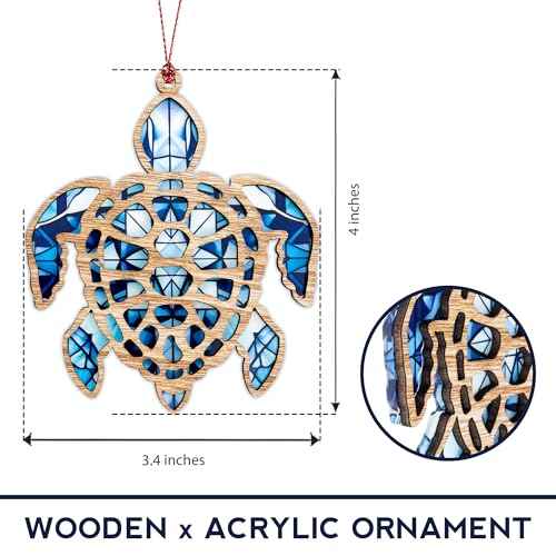 Sea Turtle Christmas Ornaments 2025, Sea Turtle Gifts for Women Men, Suncatcher Ornament with Story Card, Beach Christmas Ornaments for Tree, Sea Lover Gifts, Presents for Friendship