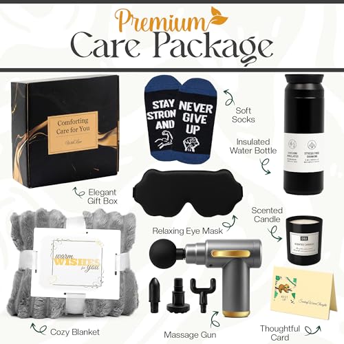 HomeHarbor Men's Get Well Care Package with Massage Gun, Socks & Blanket