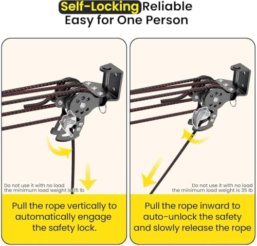 Garage Ceiling Storage Hoist System - Classic Black, 180lbs Capacity