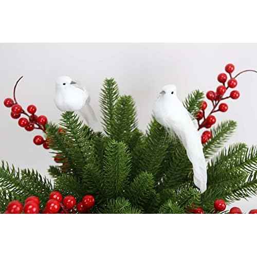 KLEWEE 12 Pack Artificial Bird Ornaments White Feathered Christmas Artificial Doves Birds Clip on Mini Bird Ornaments for Christmas Tree Decorations, Wreaths & DIY Crafts