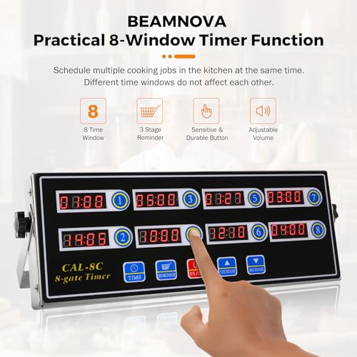 8-Channel Digital Kitchen Timer for Restaurant & Commercial Use