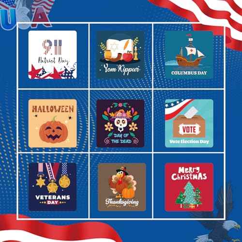 Holiday Magnets for Magnetic Calendar - 42PCS Yom Kippur Halloween Veterans Day Thanksgiving Christmas Calendar Magnet Seasonal Magnetic Calendar for Classroom Home Festival Office Whiteboar