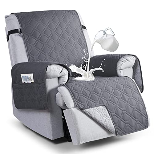 Waterproof Recliner Chair Cover with Pocket - Dark Gray, 30 Inch