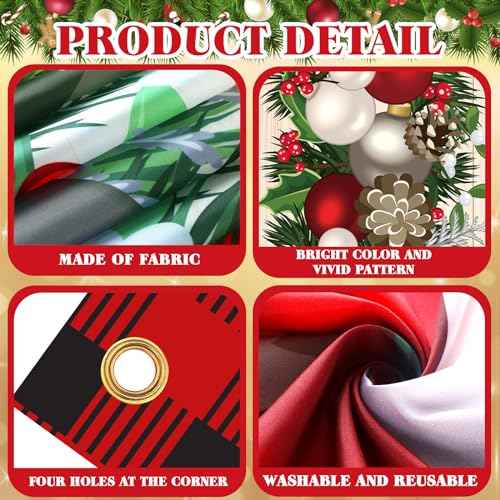 Buryeah Christmas Door Cover Christmas Ball Door Decorations Xmas Photography Background Banner Porch Sign for Front Outdoor Winter Holiday Farmhouse Party Supplies 70.9 x 35.4''