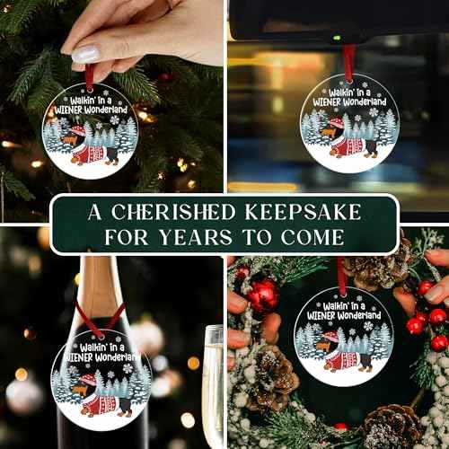 Dachshund Ornament - Dachshund Gifts for Women, Dog Lovers Gift Idea Acrylic Christmas - Weiner Christmas D?cor, Weiner Dog Christmas Ornament
