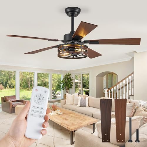 Fanbulous 48" Farmhouse Ceiling Fan with Light & Remote - Black & Walnut