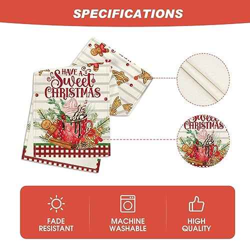 Artoid Mode Ice Cream Gingerbread Sweet Christmas Table Runner, Seasonal Winter Kitchen Dining Table Decoration for Home Party Indoor 13x72 Inch