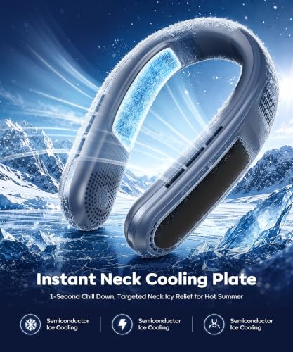 Beyn Light Blue Neck Cooler Fan with 6000mAh Battery, 3-Speed Personal Air Conditioner