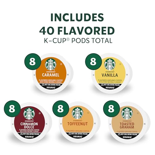 Starbucks Flavored Coffee Pods Variety Pack for Keurig - 40 Count