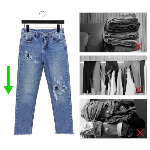 TOPIA HANGER Black Wooden Pants & Skirt Hangers with Clips - 20 Pack