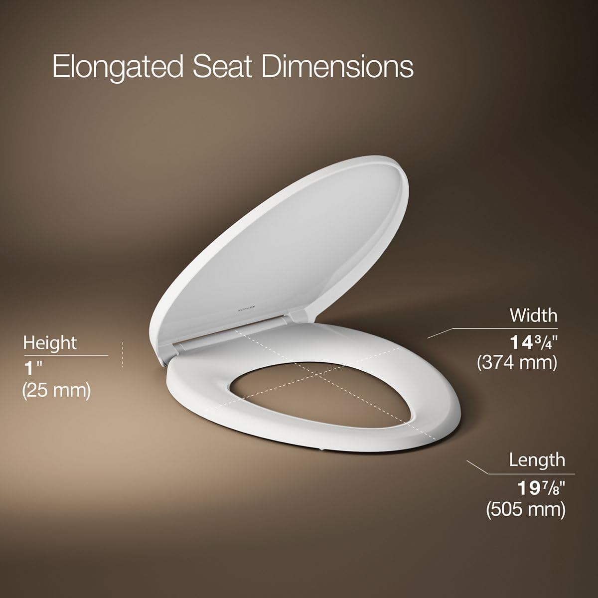 KOHLER K-27332-0 Glissade ReadyLatch Quiet Close Round Toilet Seat, White, Grip-Tight Hardware, Quiet Close Lid Prevents Slamming