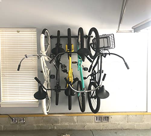 Heavy Duty Wall-Mounted Bike Rack for 5 Bicycles - Space-Saving Vertical Storage