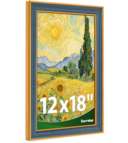 Navy 12x18 Wide Border Gold Frame - Antique Finish, Premium Wall Decor