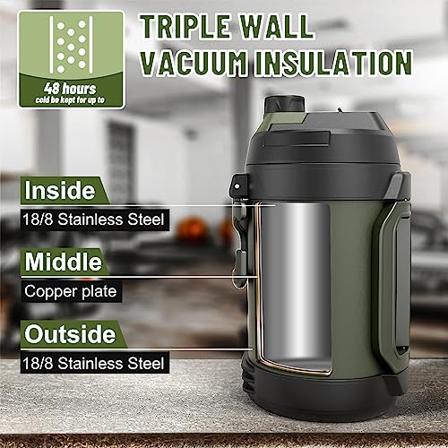 Hydraful Matte Black 128oz Insulated Stainless Steel Water Jug - Keeps Cold 48H
