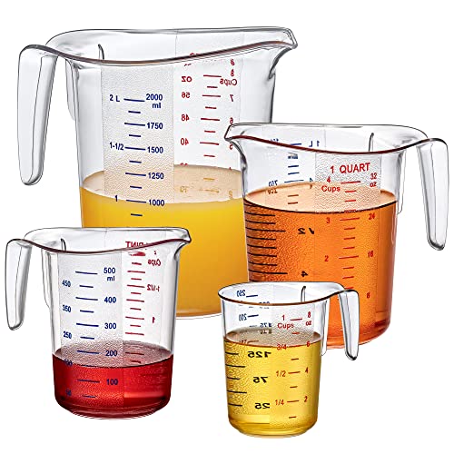 Measuring Cups Set 4-Piece Food-Grade Plastic Kitchen Tools - 1/2/4/8-Cup Variations