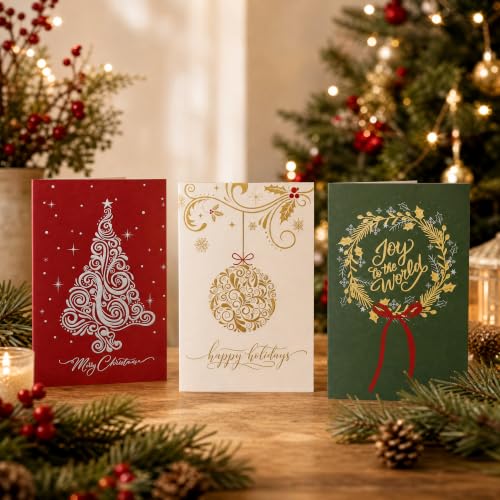 40-Pack 4x6 Christmas Cards with Gold & Silver Foil & Envelopes