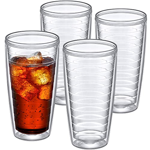 All-Clear 24 oz Insulated Plastic Tumblers Set of 4 - BPA-Free, Shatter-Proof, Dishwasher Safe