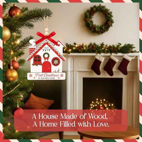 New Home Ornament 2025 ? First Christmas in Our New House ? Cute Wooden Layered Housewarming Gift ? Christmas Ornament Keepsake for Couples, Friends, or Family