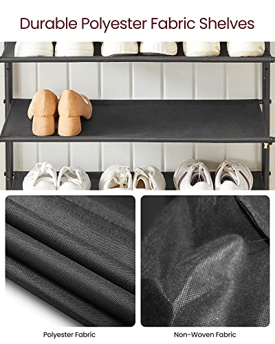 VASAGLE 5-Tier Shoe Rack - Rustic Brown & Black Steel Frame, Holds 12-16 Pairs