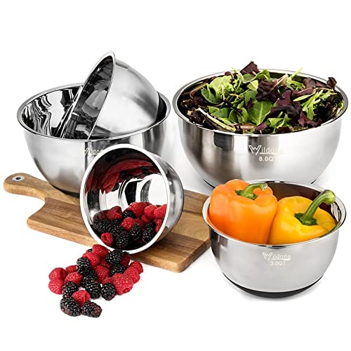 Wildone Mixing Bowls with Lids Set, Stainless Steel Set of 5