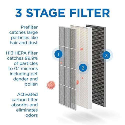 Medify MA-40 3-in-1 Air Filter Replacement for Allergens Smoke Dust Pollen Pet Dander - Variation 1