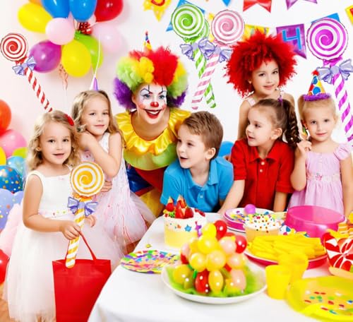 24Pcs Candy Balloon Decorations - Lollipop-Shaped Foil Balloons for Party & Holiday Decor