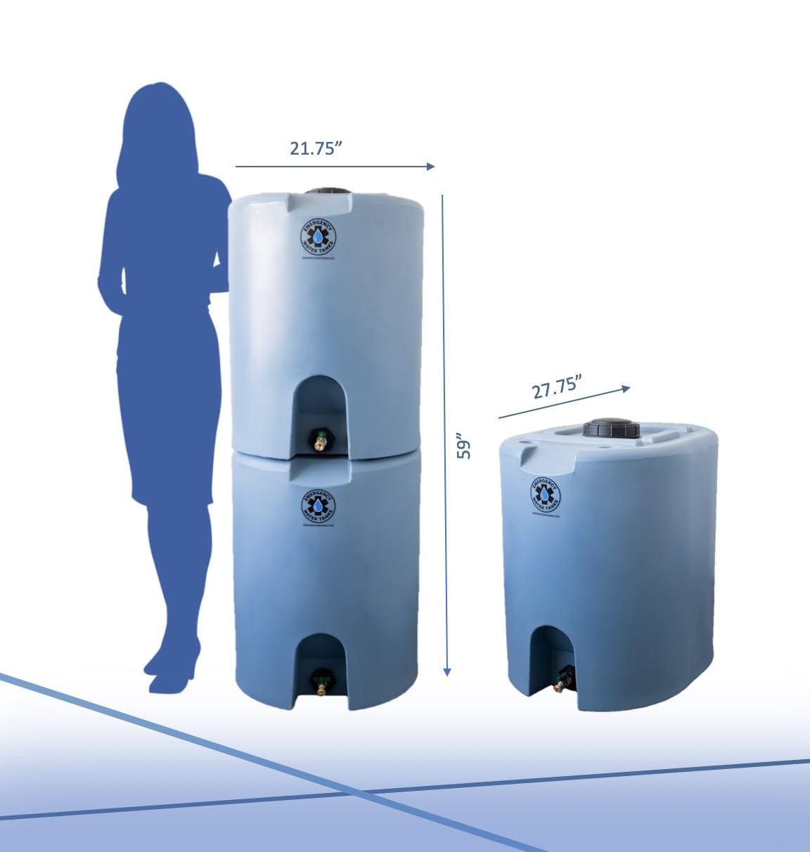 55 Gallon Stackable Emergency Water Storage Tank for Long-Term Drinking Water Heavy-Duty Water Barrel